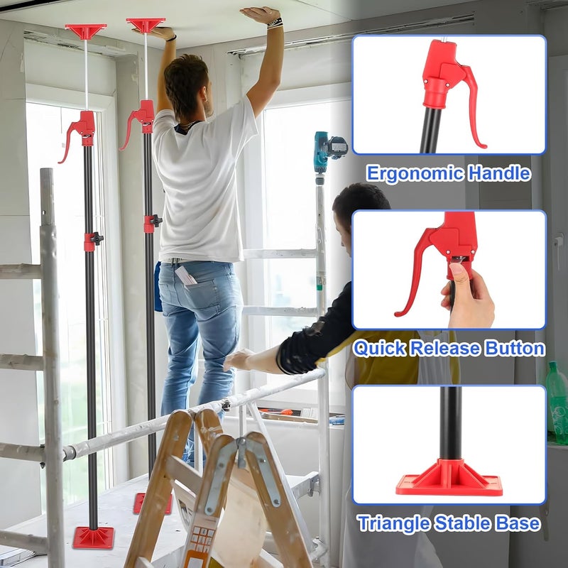 Dollate Cabinet Jack Support Pole, 45"-114" Drywall Lifts Support Poles Adjustable for Drywall Lifts Installing Cabinet, Drywall Jack, Cargo Bars with 154 Lbs Capacity 2-Pack - Image 2